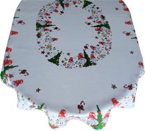 Kalėdinė staltiesė ovalas Mariall Christmas, balta/raudona/žalia, 130 x 180 cm
