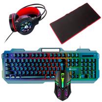 Klaviatūros ir pelės komplektas T-Wolf 4in1 Gaming Set, EN, mėlyna/juoda