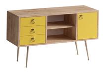 Konsolinis staliukas Kalune Design Klea, ąžuolo/geltona, 120 cm x 40 cm x 80 cm