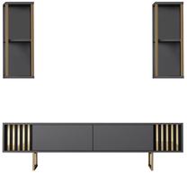 Svetainės baldų komplektas Kalune Design Gold Line, vidaus, antracito/juoda