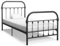 Lova viengulė VLX Metal 284505, 100 x 200 cm, pilka, be čiužinio, su grotelėmis