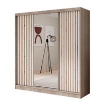 Spinta ADRK Ida, balta/sonoma ąžuolo, 200 cm x 61 cm x 215 cm, su veidrodžiu