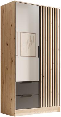 Spinta ADRK Neri 100, ąžuolo, 100 cm x 51 cm x 200 cm, su veidrodžiu