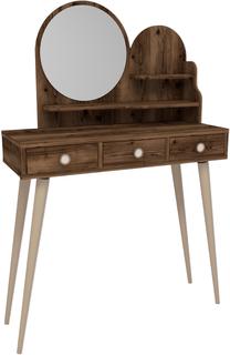 Kosmetinis staliukas Kalune Design Ruges 550ARN2773, riešuto, 74 cm x 35 cm x 130.8 cm, su veidrodžiu