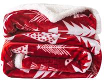 Kalėdinis pledas KFA-05, baltas/raudonas, 200 cm x 220 cm
