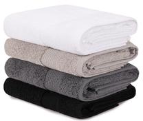 Vonios rankšluosčių rinkinys Beverly Hills Polo Club Hand Towel Set 801, balta/juoda/pilka, 90 cm x 50 cm, 4 vnt.