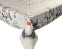 Kalėdinė staltiesė stačiakampė Gnome, balta/pilka/smėlio, 140 x 220 cm