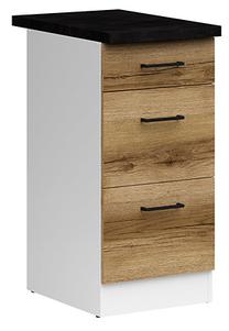 Apatinė virtuvinė spintelė Junona Line, ąžuolo/balta/juoda, 40 cm x 47 cm x 85.2 cm