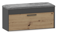Suoliukas su batų lentyna Parma, antracito/ąžuolo/pilka, 100 cm x 35 cm x 49 cm