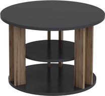 Kavos staliukas Kalune Design Rilla, antracito/riešuto, 68 cm x 68 cm x 44 cm