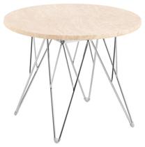 Kavos staliukas Prunus, chromo/smėlio, 55 cm x 55 cm x 41.4 cm