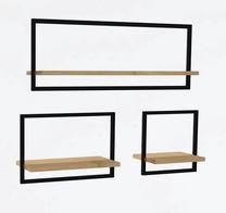 Sieninė lentyna Kalune Design Yeso 495SSE1128, ruda/juoda, 80 cm x 20 cm x 30 cm