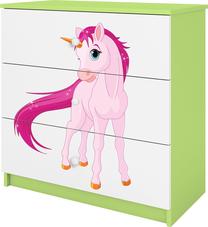 Komoda Kocot Kids Babydreams Unicorn, balta/žalia, 80 cm x 41 cm x 80.5 cm