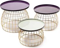 Kavos staliukų komplektas Kayoom Laudatio 460, šviesiai pilka/violetinė, 40 - 50 cm x 50 cm x 26 - 42 cm, 3 vnt.