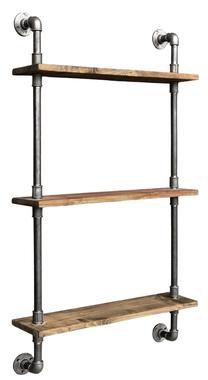 Sieninė lentyna Kalune Design BoruRaf 029, juoda/riešuto, 60 cm x 14 cm x 90 cm