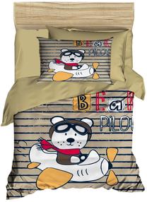 Vaikiškas patalynės užvalkalų komplektas Mijolnir PH118, ruda/balta/žalia, 100 x 150 cm