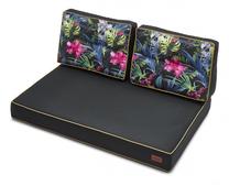 Lauko baldų pagalvių rinkinys Hobbygarden Karol 2+1 ZKDCZK2, mėlyna/juoda/žalia, 40 x 120 cm