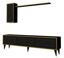 Svetainės baldų komplektas Kalune Design Vals, vidaus, aukso/juodas