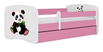 Vaikiška lova viengulė Kocot Kids Panda 2, balta/rožinė, 80 x 160 cm, be patalynės dėžės, be čiužinio