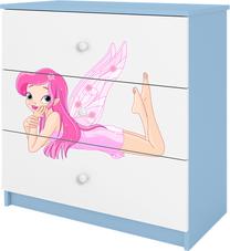 Komoda Kocot Kids Babydreams Fairy With Wings, mėlyna/balta, 80 cm x 41 cm x 80.5 cm