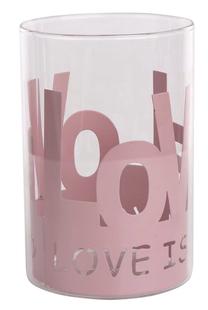Žvakidė Altom Love ALT1703001489, stiklas, Ø 10 cm, 15 cm, skaidri/rožinė