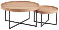 Kavos staliukų komplektas Home4you Music, ąžuolo, 70 cm x 70 cm x 46 cm, 2 vnt.