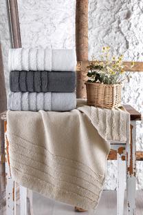 Vonios rankšluosčių rinkinys Foutastic Cassandra 373VDN1124, balta/smėlio/šviesiai pilka, 90 cm x 50 cm, 4 vnt.