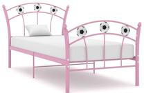 Lova viengulė VLX Football Design Metal 324747, 90 x 200 cm, rožinė, be čiužinio, su grotelėmis