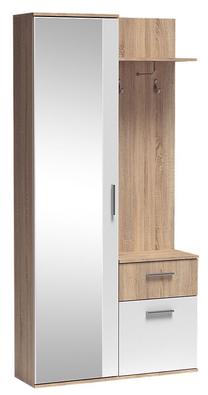 Prieškambario spinta Lux, balta/sonoma ąžuolo, 30 cm x 97 cm x 195 cm