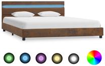 Lova pusantros vietos VLX Fabric 284806, 120 x 200 cm, ruda, be čiužinio, su grotelėmis