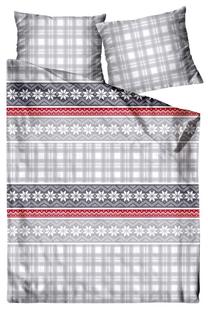 Kalėdinis patalynės užvalkalų komplektas PFL-46, baltas/raudonas/pilkas, 140 x 200 cm