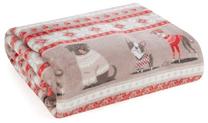Kalėdinis pledas K155-04, balta/raudona/smėlio, 150 cm x 200 cm