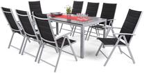 Lauko baldų komplektas Ibiza, juodas/sidabro, 8 vietų