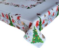 Kalėdinė staltiesė stačiakampė OSF01-1, balta/raudona/žalia, 110 x 160 cm