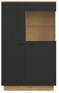 Vitrina Zenda, ąžuolo/juoda, 90.5 cm x 42 cm x 146.5 cm