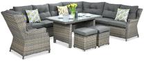 Lauko baldų komplektas Trivento Dining, pilkas, 9 vietų