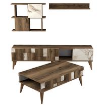 Svetainės baldų komplektas Kalune Design Madrid, vidaus, balta/riešuto