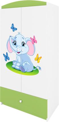 Spinta Kocot Kids Babydreams Baby Elephant, balta/žalia, 90 cm x 52 cm x 175.5 cm