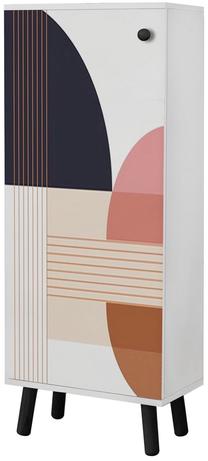 Batų spintelė Kalune Design Vegas SB 954, balta/juoda/smėlio, 38 cm x 50 cm x 135 cm