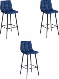 Kėdžių rinkinys Leobert Arceto, juoda/tamsiai mėlyna, 43.5 cm x 32.5 cm x 104 cm, 3 vnt.