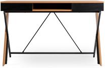 Rašomasis stalas su stalčiais Rea, juodas/rusva