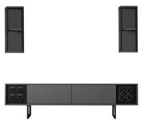 Svetainės baldų komplektas Kalune Design Black Line, vidaus, antracito/juoda