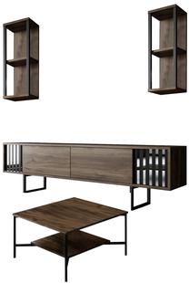 Svetainės baldų komplektas Kalune Design Line, vidaus, juoda/riešuto