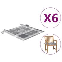 Kėdžių pagalvėlė VLX Garden Chair Cushions 314073, balta/pilka, 50 cm x 50 cm, 6 vnt.