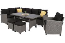 Lauko baldų komplektas Lagos, juodas/pilkas, 9 vietų