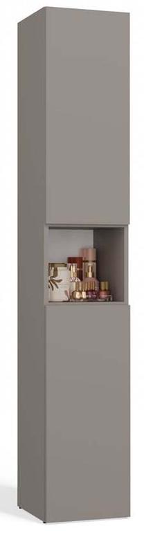 Vonios spintelė su skalbinių krepšiu Nel III, pilka, 31 cm x 30 cm x 174 cm