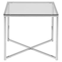 Kavos staliukas Cross 61511, skaidrus/chromo, 50 cm x 50 cm x 45 cm