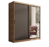 Spinta ADRK Hailey, ąžuolo/juoda, 180 cm x 60 cm x 205 cm, su veidrodžiu