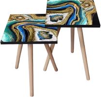 Kavos staliukų komplektas Kalune Design 2SHP110, žalias/įvairių spalvų, 35 cm x 35 cm x 47 cm