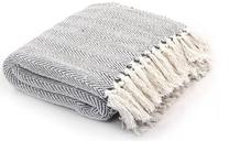 Pledas VLX Herringbone, baltas/pilkas, 120 cm x 150 cm